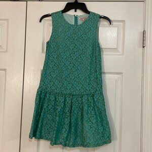 Juicy Couture sleeveless eyelet / lace green dress. Size 14.
